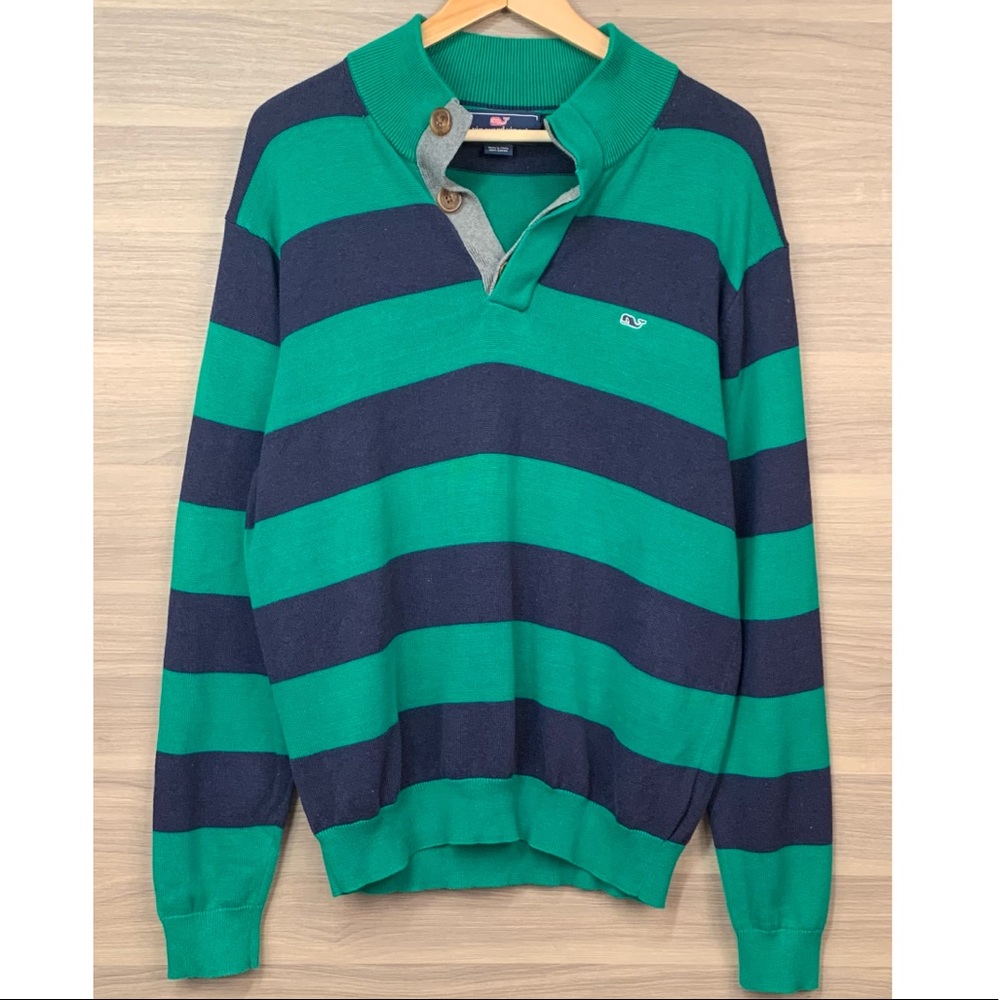 Vineyard Vines Green Blue Stripe Pullover Sweater